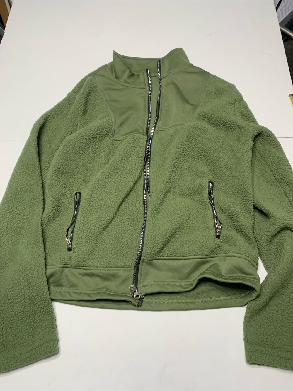 love Fire Olive Green Fleece Zip Jacket